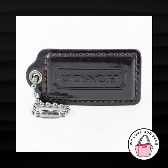 Coach Handbags - 2.5" Large COACH DARK BROWN PATENT LEATHER KEY FOB BAG CHARM KEYCHAIN HANG TAG
